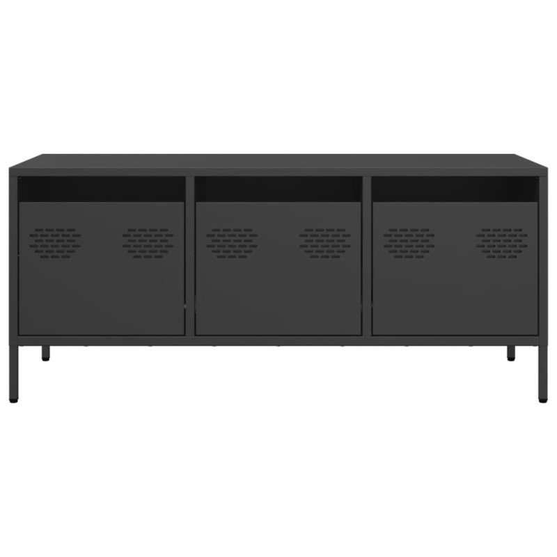 Szafka RTV, czarna, 101,5x39x43,5 cm, stal walcowana na zimno