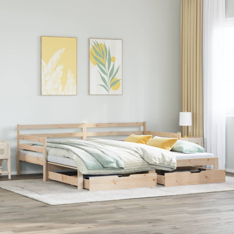 Sofa rozsuwana z szufladami, bez materaca, 90x200 cm