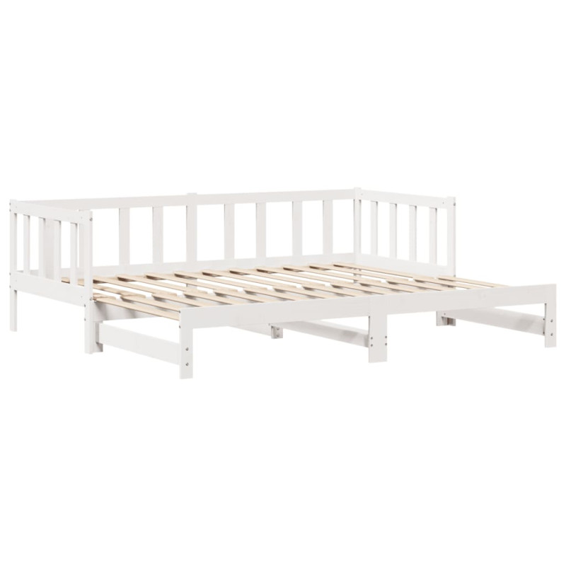 Sofa rozsuwana z szufladami, bez materaca, białe, 80x200 cm