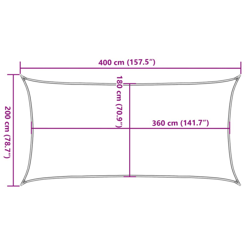 Żagiel przeciwsłoneczny, 160 g/m², niebieski, 2x4 m, HDPE