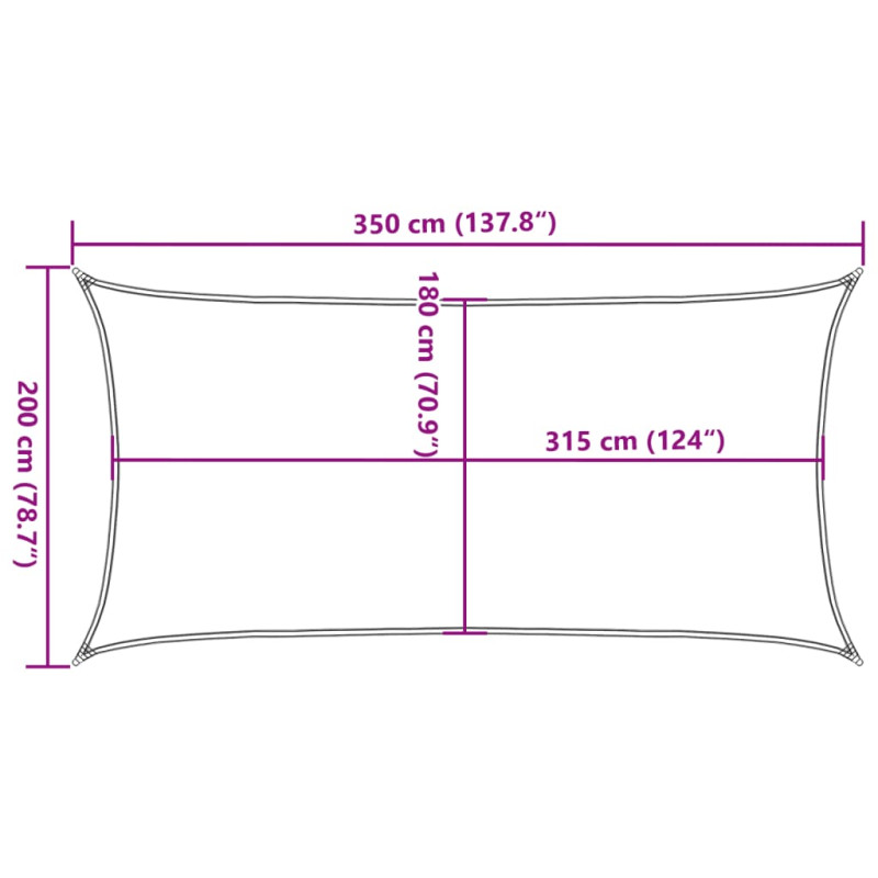 Żagiel przeciwsłoneczny, 160 g/m², kremowy, 2x3,5 m, HDPE