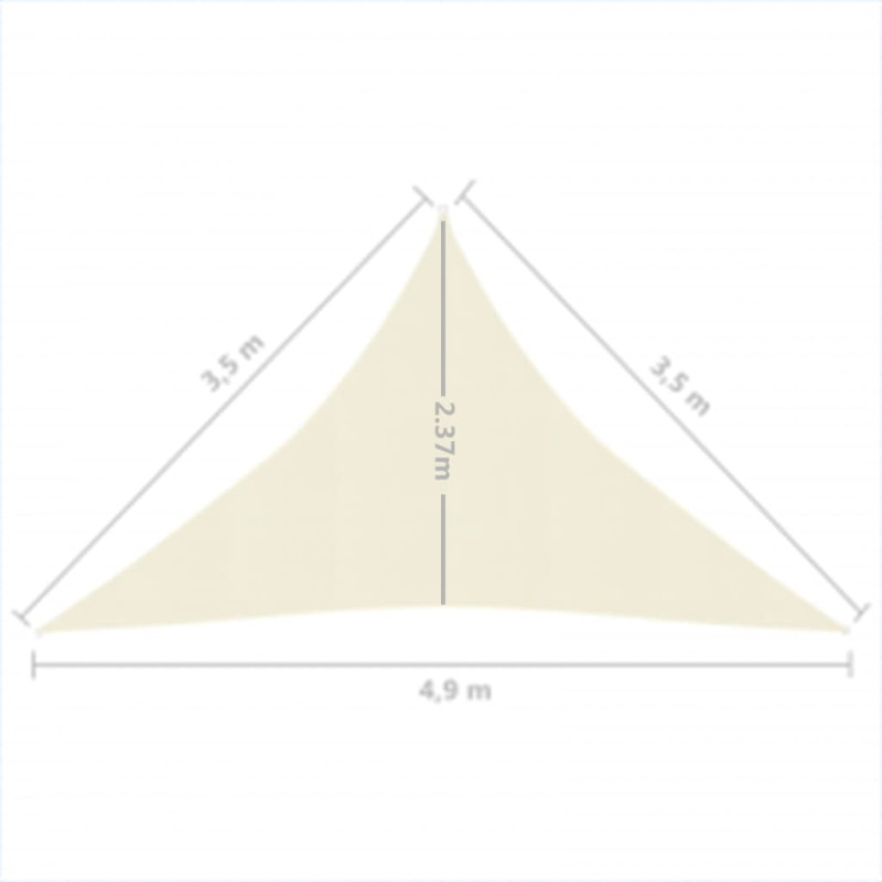 Żagiel przeciwsłoneczny, 160 g/m², kremowy, 3,5x3,5x4,9 m, HDPE