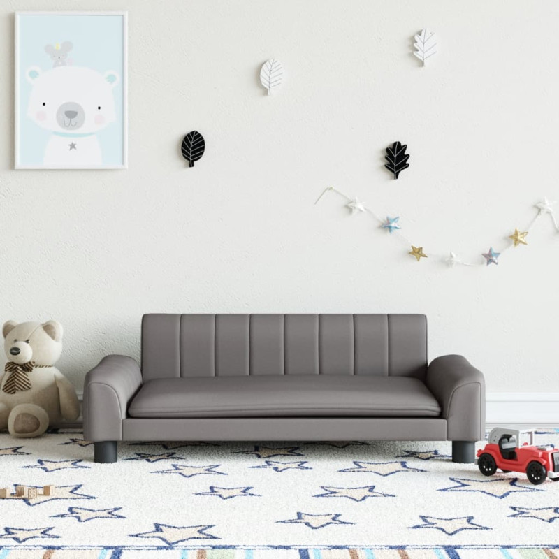 Sofa dla dzieci, szara, 90x53x30 cm, sztuczna skóra