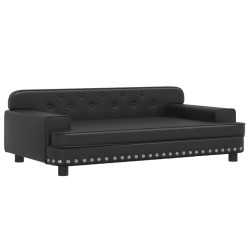 Sofa dla dzieci, czarna, 90x53x30 cm, sztuczna skóra