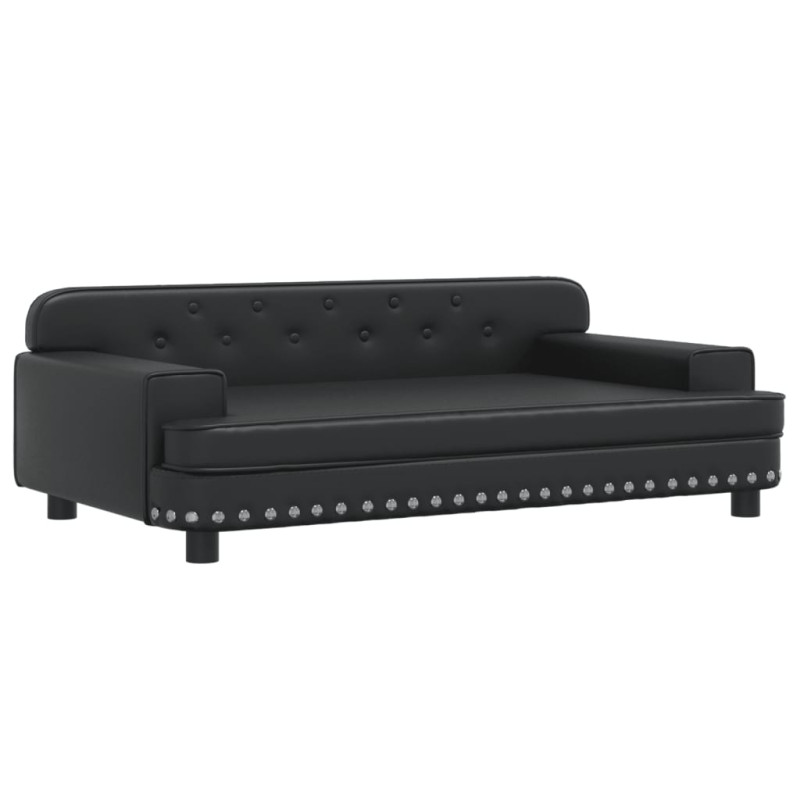 Sofa dla dzieci, czarna, 90x53x30 cm, sztuczna skóra