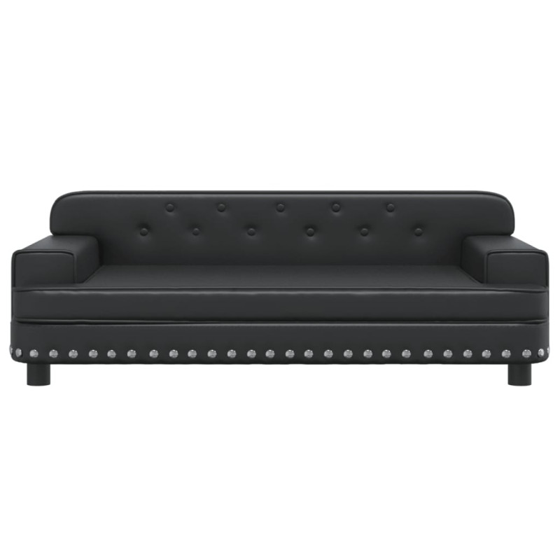 Sofa dla dzieci, czarna, 90x53x30 cm, sztuczna skóra