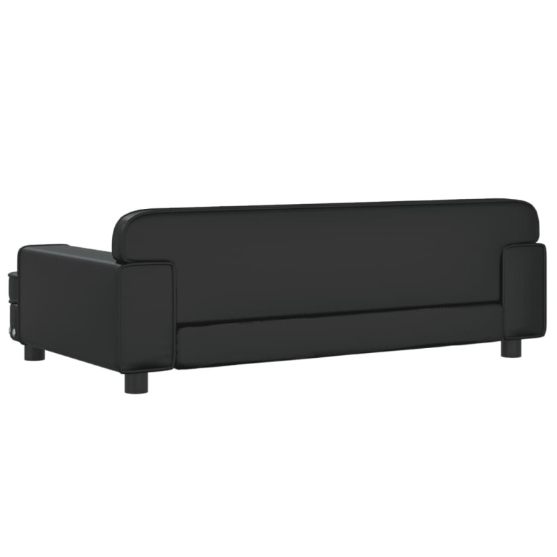 Sofa dla dzieci, czarna, 90x53x30 cm, sztuczna skóra