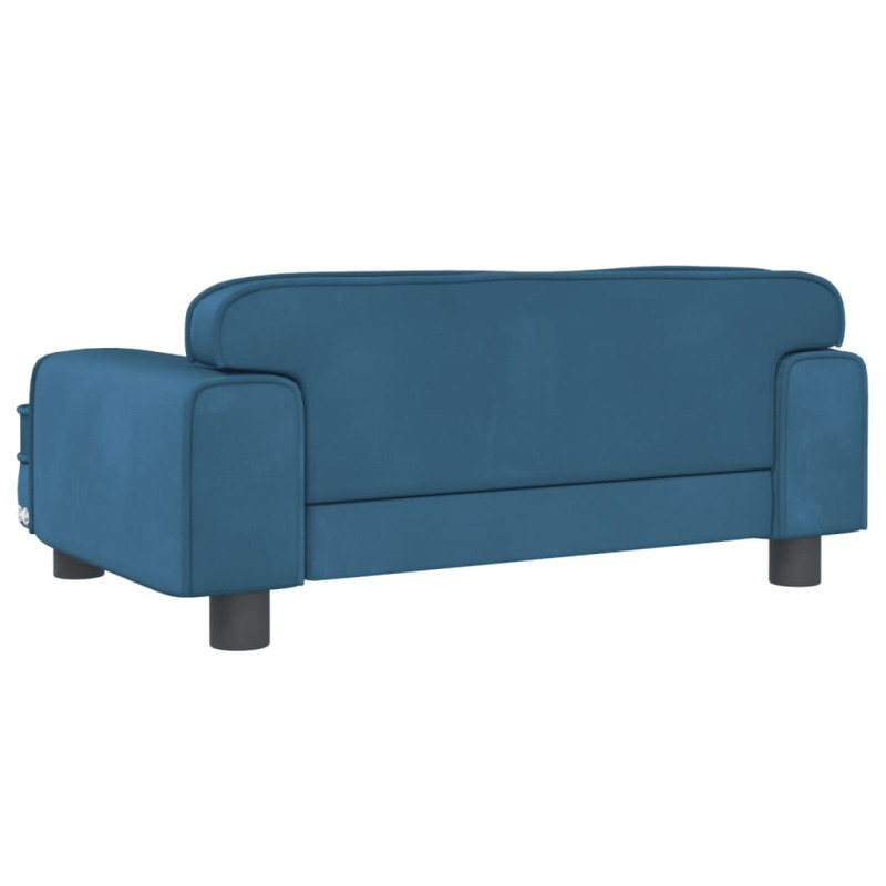 Sofa dla dzieci, niebieska, 70x45x30 cm, aksamit