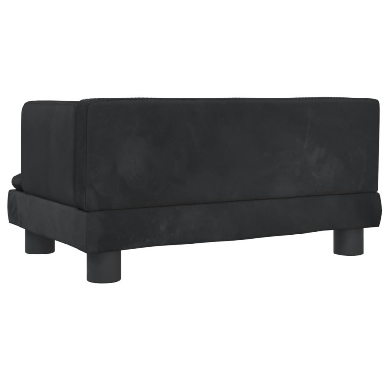Sofa dla dzieci, czarna, 60x40x30 cm, aksamit