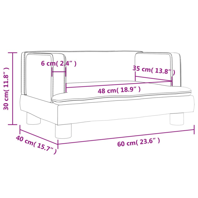 Sofa dla dzieci, czarna, 60x40x30 cm, aksamit