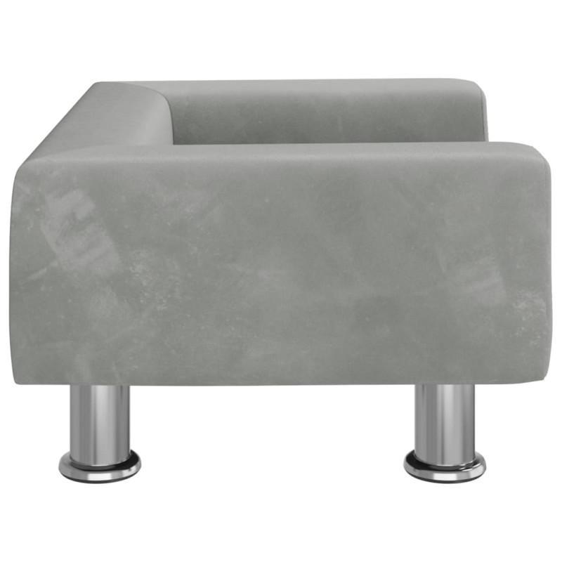 Sofa dla dzieci, jasnoszara, 50x40x26,5 cm, aksamitna