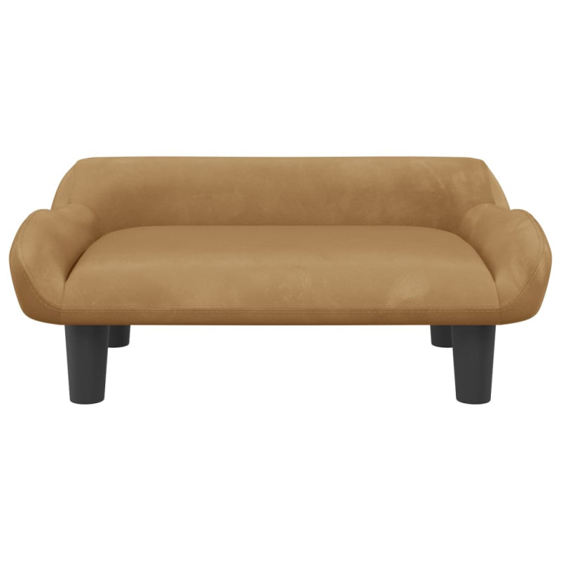 Sofa dla dzieci, brązowa, 70x40x24 cm, aksamit