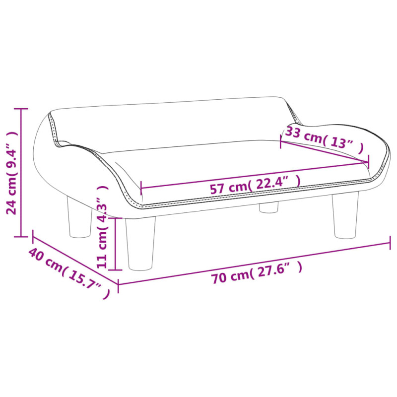 Sofa dla dzieci, brązowa, 70x40x24 cm, aksamit