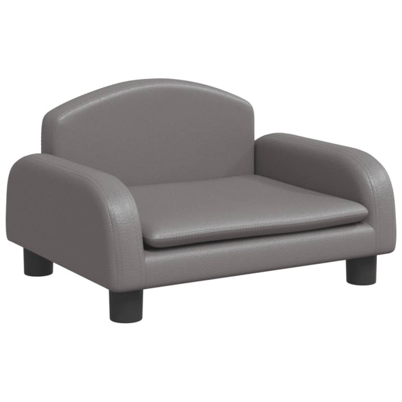 Sofa dla dzieci, szara, 50x40x30 cm, sztuczna skóra