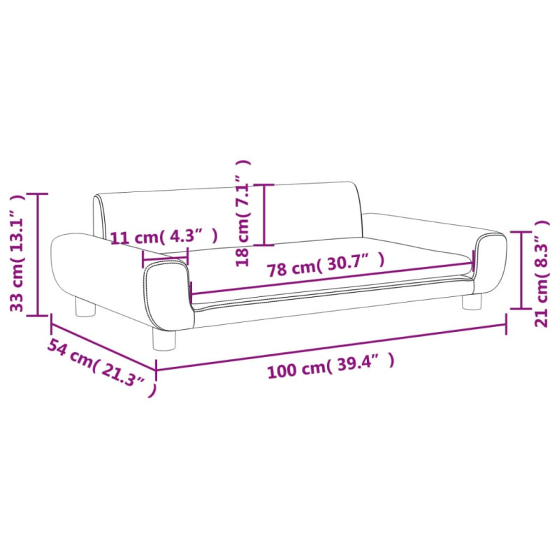 Sofa dla dzieci, jasnoszara, 100x54x33 cm, aksamit