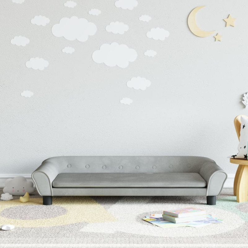 Sofa dla dzieci, jasnoszara, 100x50x26 cm, aksamit