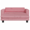 Sofa dziecięca z podnóżkiem, różowa, 100x50x30 cm, aksamit