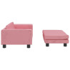 Sofa dziecięca z podnóżkiem, różowa, 100x50x30 cm, aksamit