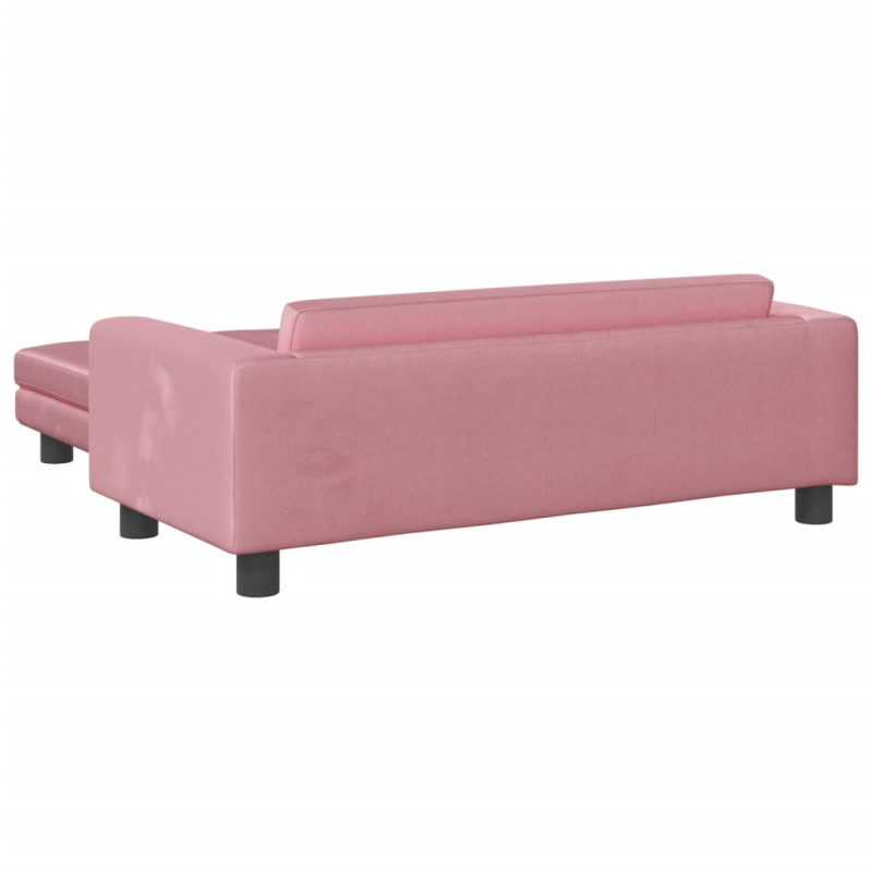 Sofa dziecięca z podnóżkiem, różowa, 100x50x30 cm, aksamit