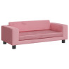 Sofa dziecięca z podnóżkiem, różowa, 100x50x30 cm, aksamit