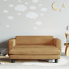 Sofa dziecięca z podnóżkiem, brązowa, 100x50x30 cm, aksamit
