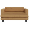 Sofa dziecięca z podnóżkiem, brązowa, 100x50x30 cm, aksamit