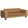 Sofa dziecięca z podnóżkiem, brązowa, 100x50x30 cm, aksamit