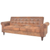 Rozkładana sofa 2-os., z podłokietnikami, sztuczny zamsz, brąz
