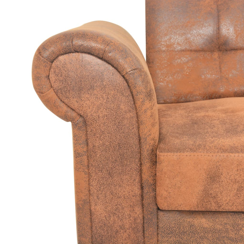 Rozkładana sofa 2-os., z podłokietnikami, sztuczny zamsz, brąz