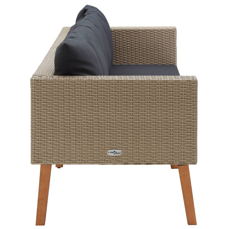 3-osobowa sofa ogrodowa z poduszkami, rattan PE, beż