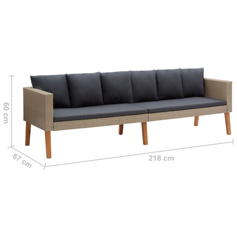 3-osobowa sofa ogrodowa z poduszkami, rattan PE, beż