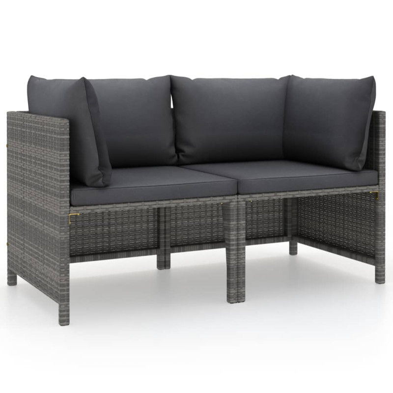 2-osobowa sofa ogrodowa z poduszkami, polirattan, szara