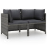 2-osobowa sofa ogrodowa z poduszkami, polirattan, szara