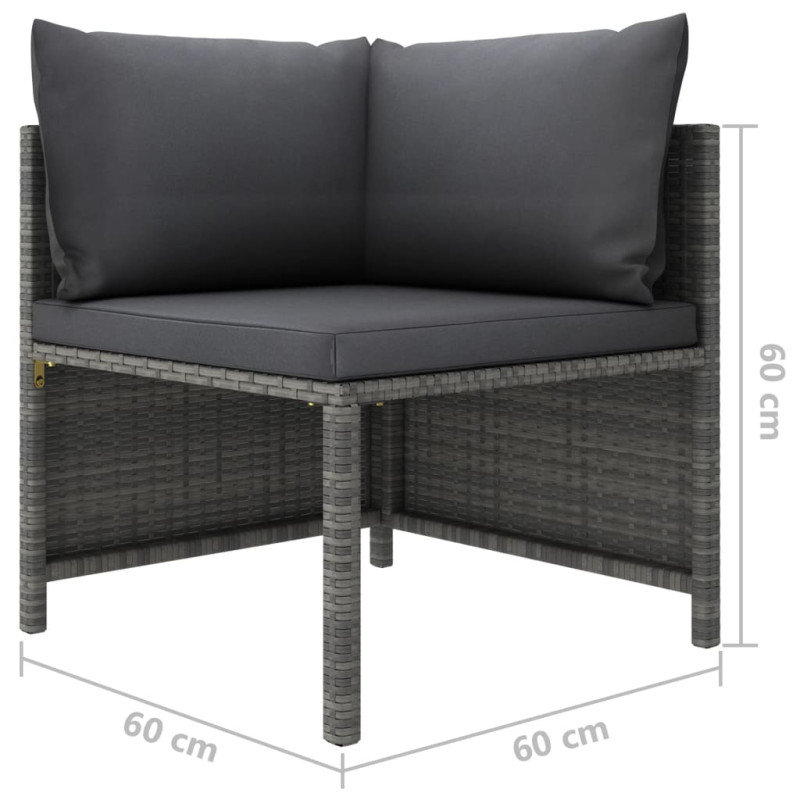 Narożna sofa modułowa z poduszką, szara, polirattan