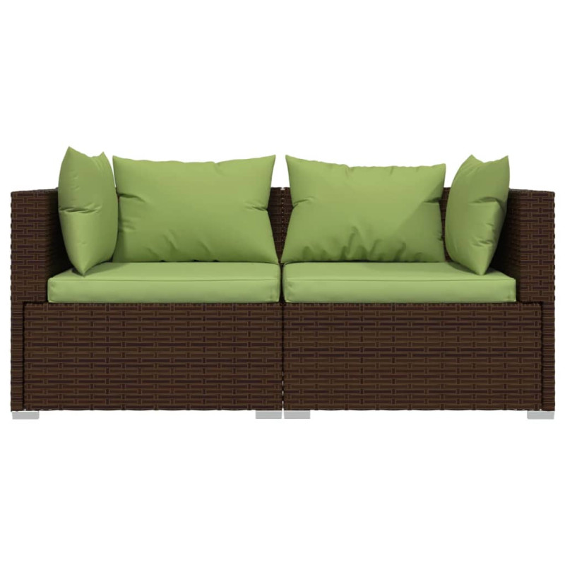 2-osobowa sofa ogrodowa z poduszkami, polirattan, brązowa