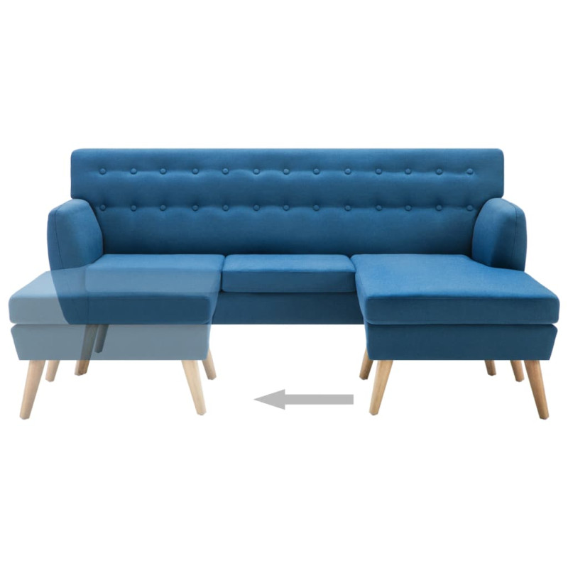 Sofa z leżanką, obita tkaniną, 171,5 x 138 x 81,5 cm, niebieska