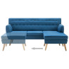 Sofa z leżanką, obita tkaniną, 171,5 x 138 x 81,5 cm, niebieska