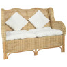 Sofa 2-osobowa, naturalny rattan i len