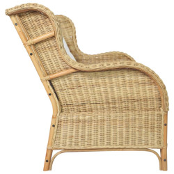 Sofa 2-osobowa, naturalny rattan i len