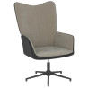 Fotel z podnóżkiem, jasnoszary, obity aksamitem i PVC
