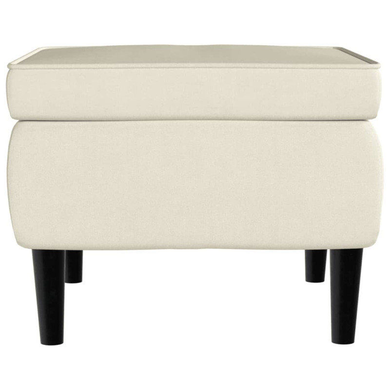 Podnóżek z drewnianymi nóżkami, kremowy, obity aksamitem