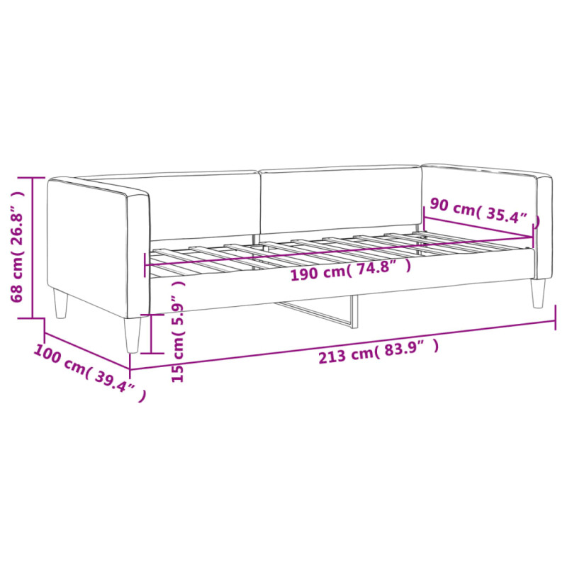 Sofa z funkcją spania, ciemnoszara, 90x190 cm, obita tkaniną