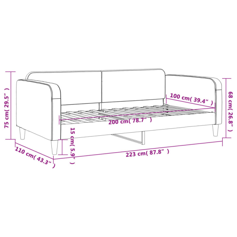 Sofa z funkcją spania, kolor taupe, 100x200 cm, obita tkaniną