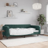 Sofa z funkcją spania, ciemnozielona, 90x200cm, obita aksamitem