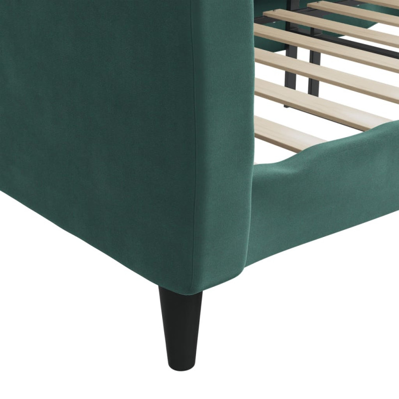 Sofa z funkcją spania, ciemnozielona, 90x200cm, obita aksamitem