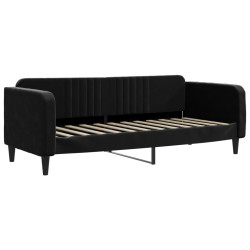 Sofa z funkcją spania, czarna, 80x200 cm, obita aksamitem