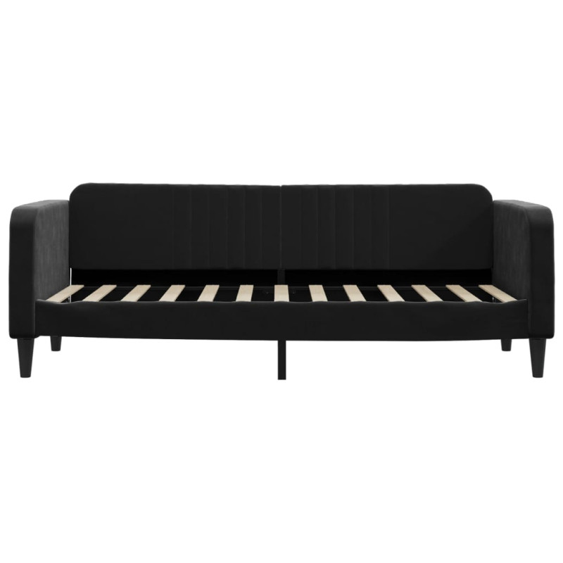 Sofa z funkcją spania, czarna, 80x200 cm, obita aksamitem