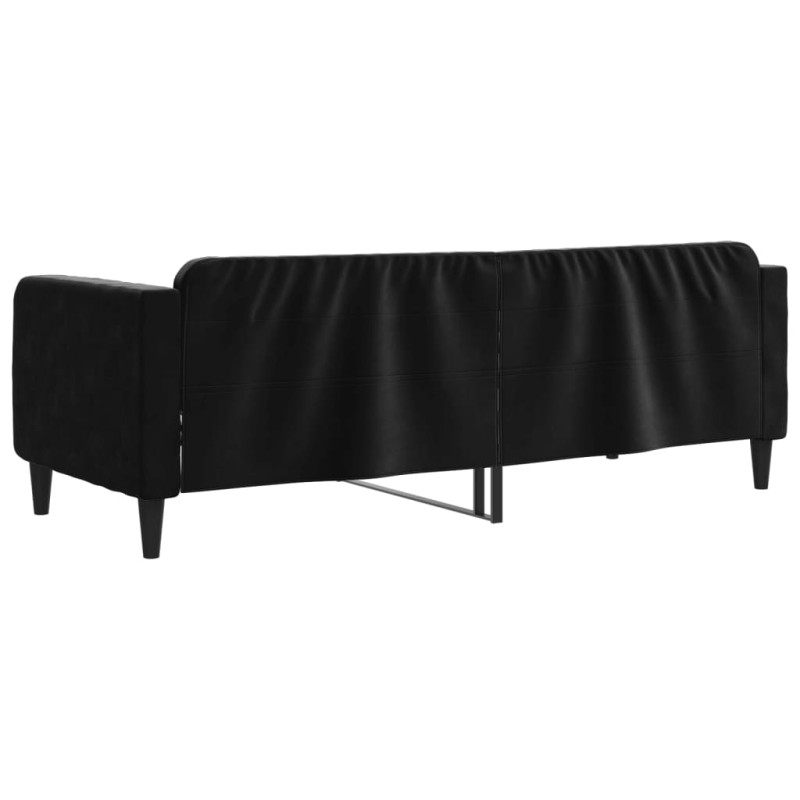 Sofa z funkcją spania, czarna, 80x200 cm, obita aksamitem