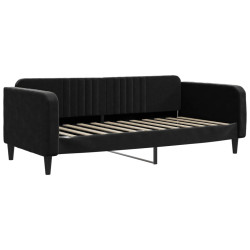 Sofa z funkcją spania, czarna, 100x200 cm, obita aksamitem