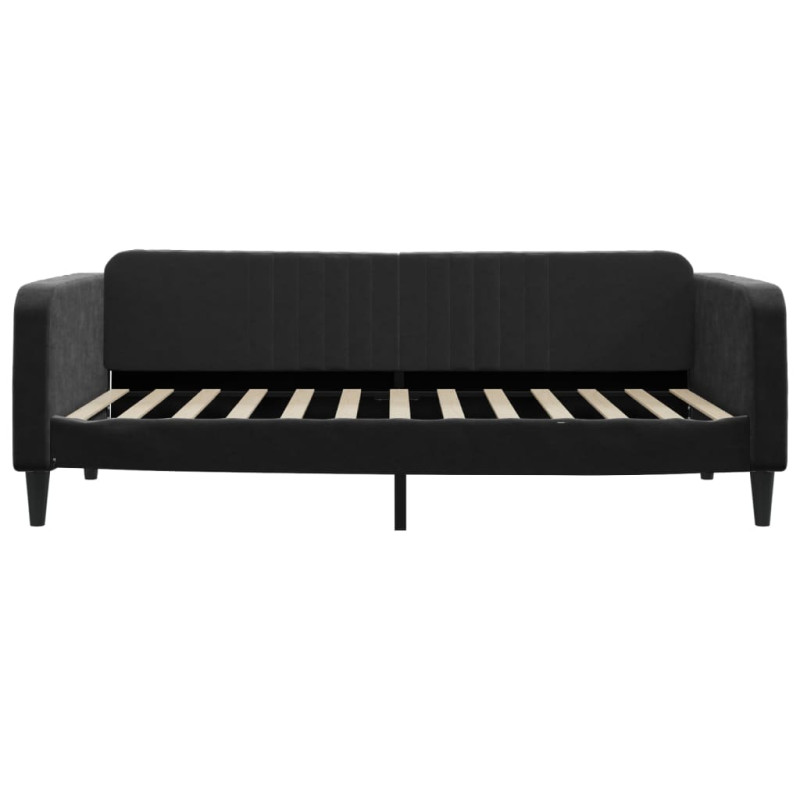 Sofa z funkcją spania, czarna, 100x200 cm, obita aksamitem
